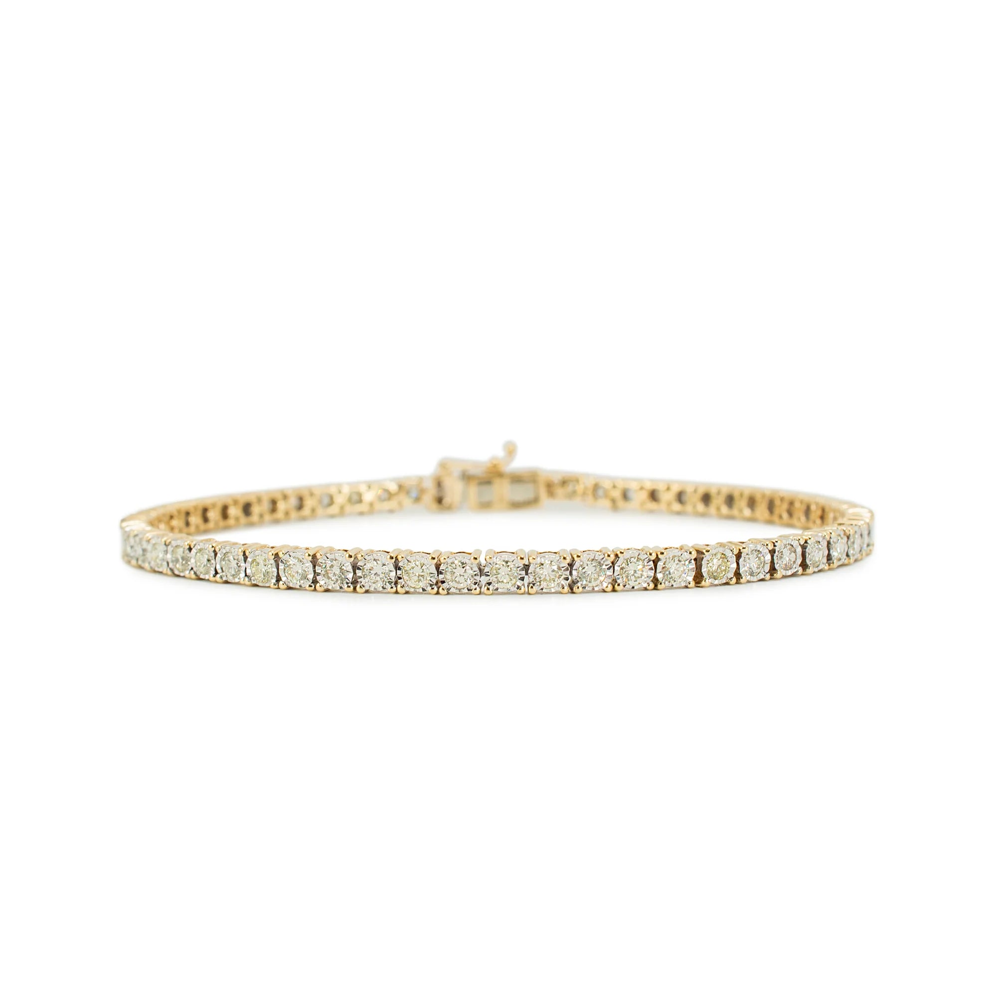 MEN’S 10K YELLOW GOLD 3.54CT ILLUSION SETTING DIAMOND TENNIS BRACELET