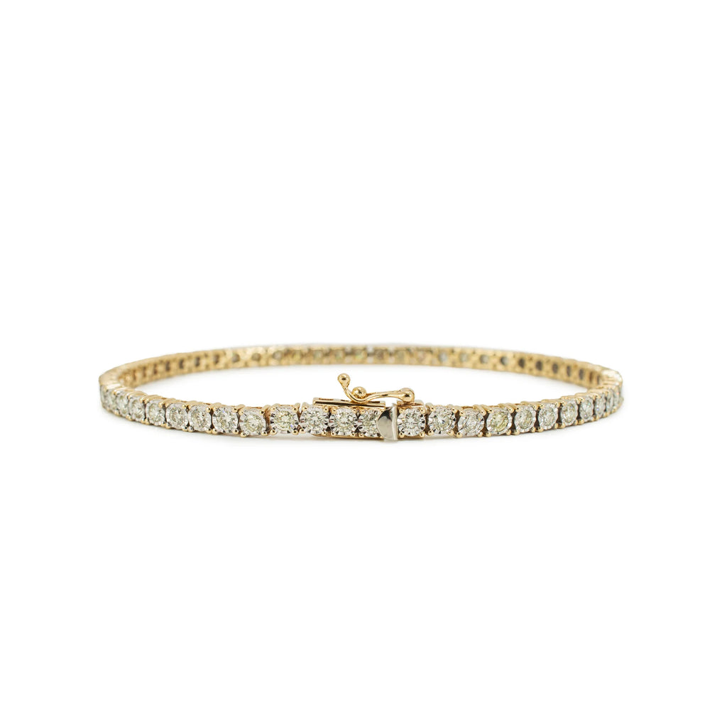 MEN’S 10K YELLOW GOLD 3.54CT ILLUSION SETTING DIAMOND TENNIS BRACELET