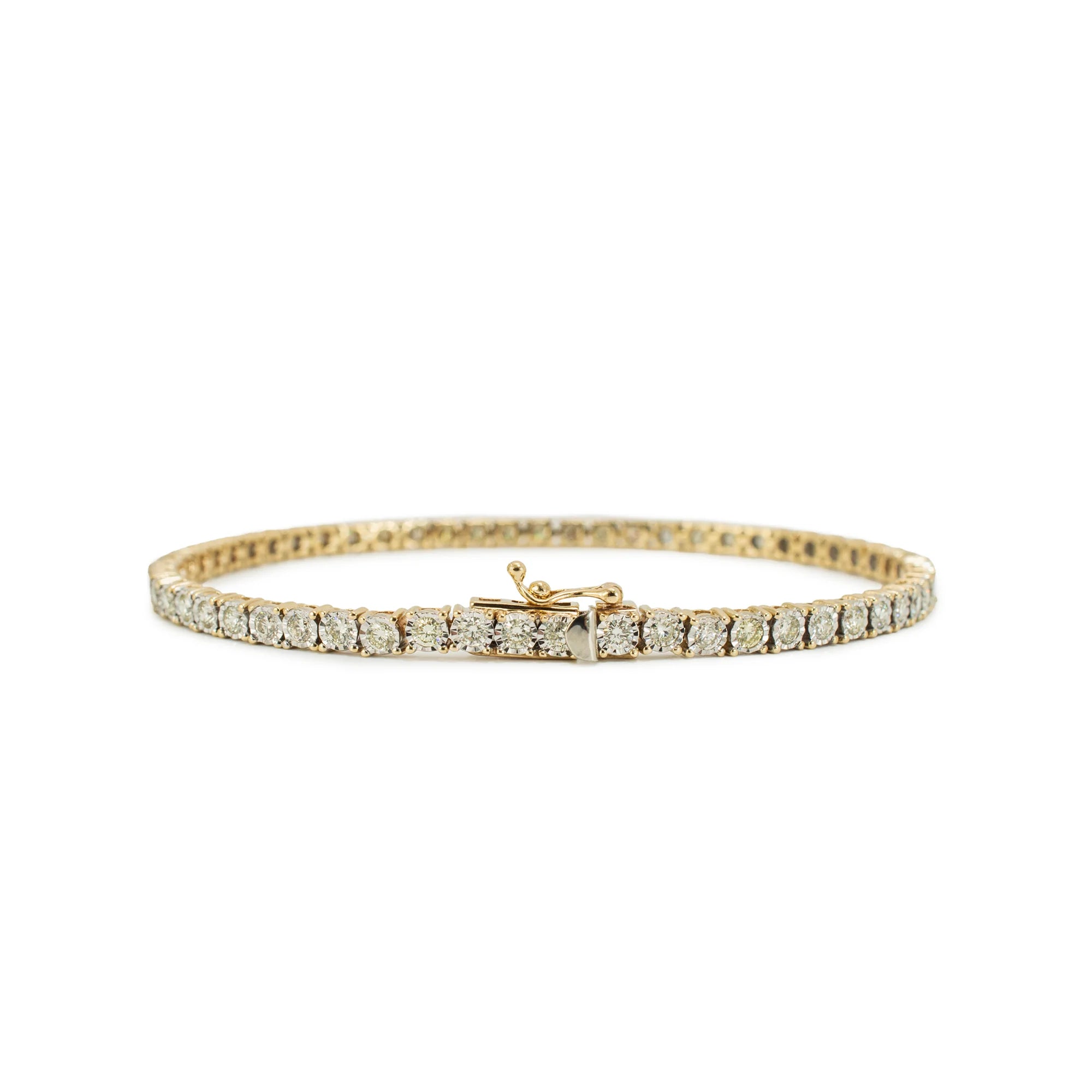 MEN’S 10K YELLOW GOLD 3.54CT ILLUSION SETTING DIAMOND TENNIS BRACELET