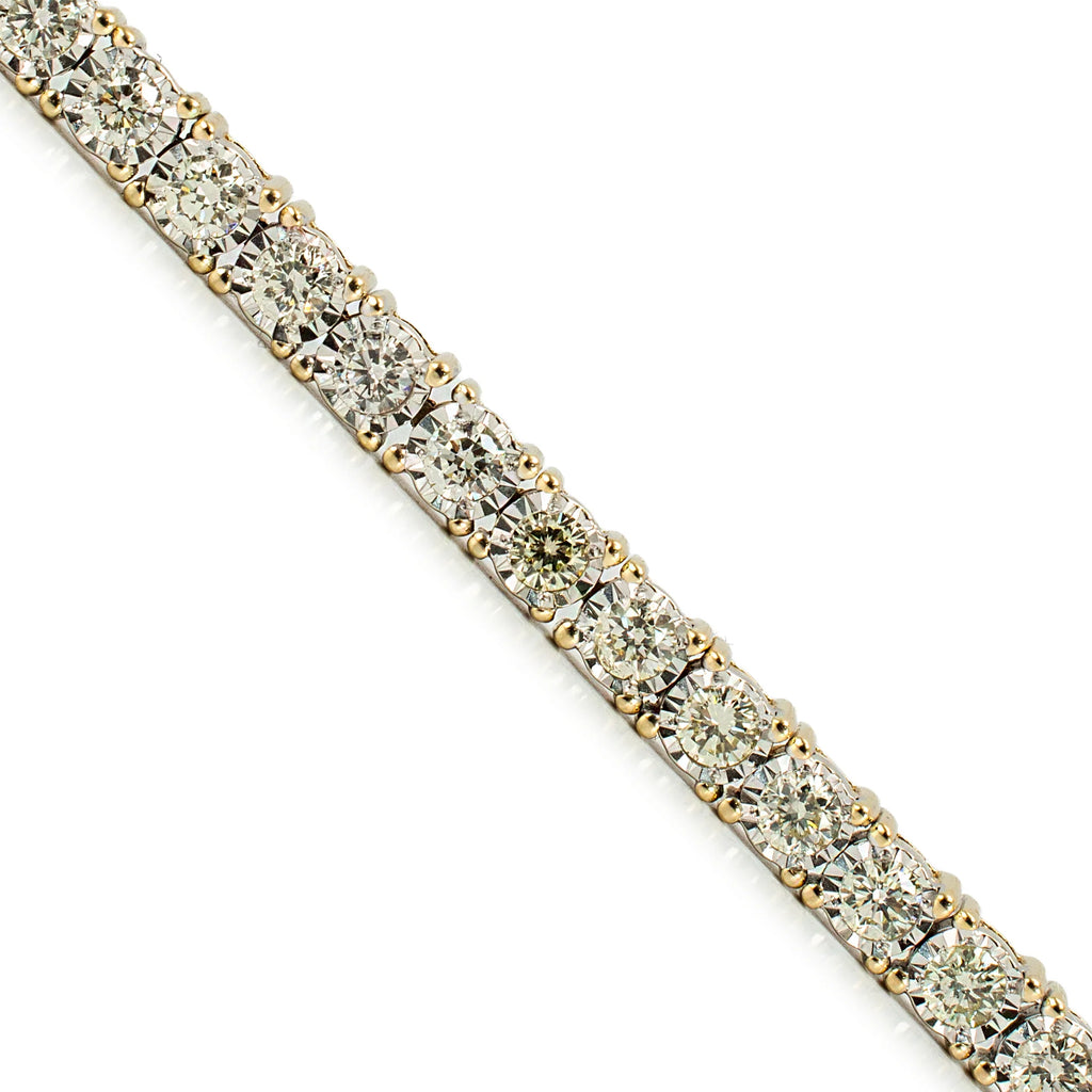 MEN’S 10K YELLOW GOLD 3.54CT ILLUSION SETTING DIAMOND TENNIS BRACELET