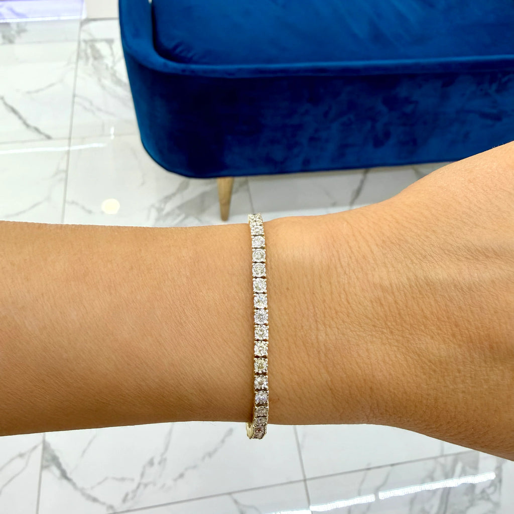 MEN’S 10K YELLOW GOLD 3.54CT ILLUSION SETTING DIAMOND TENNIS BRACELET