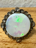 McAllen Jewelers Vintage Oval Opal & Rose-Cut Diamond Halo Ring in Yellow Gold